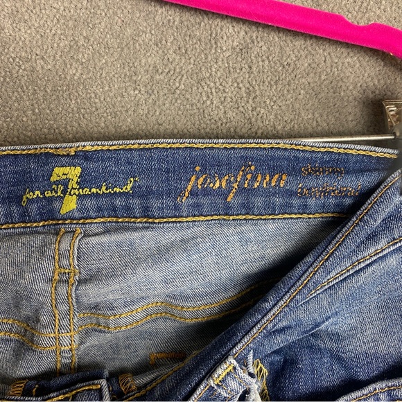 7 For All Mankind Josefina Skinny Boyfriend Jeans Size 30  Blue Distressed - Picture 4 of 10